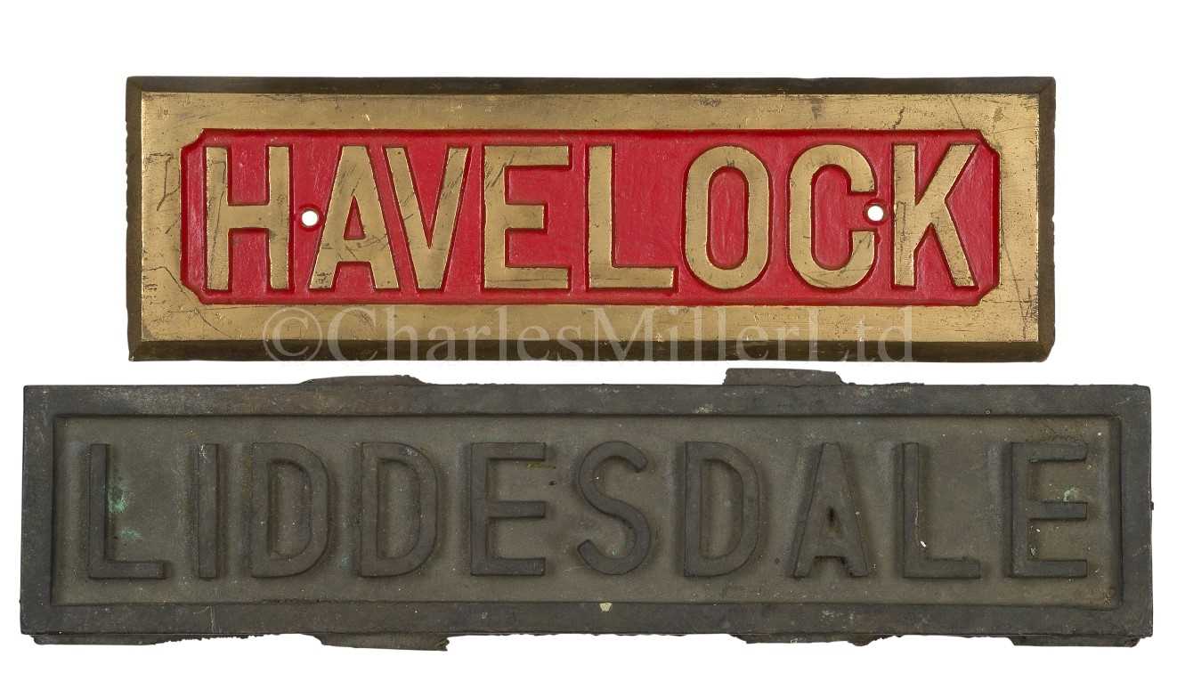 Lot 280 - A PORT NAMEPLATE FROM H.M. DESTROYER HAVELOCK, 1939 & another