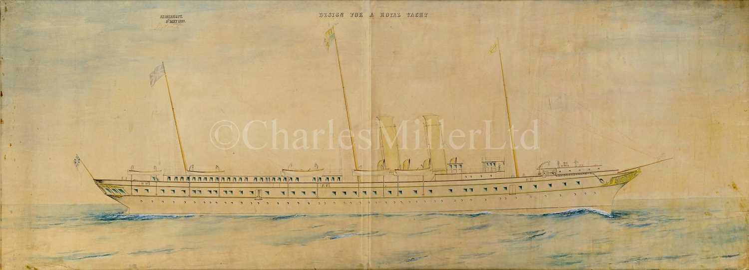 Lot 245 - AN ADMIRALTY PROFILE PROPOSAL DRAWING FOR THE ROYAL YACHT VICTORIA & ALBERT III, CIRCA 1897