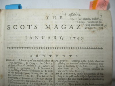 Lot 119 - SCOTS MAGAZINE 1749, JANUARY, MARCH, MAY, JUNE, JULY, AUGUST AND SEPTEMBER ISSUES