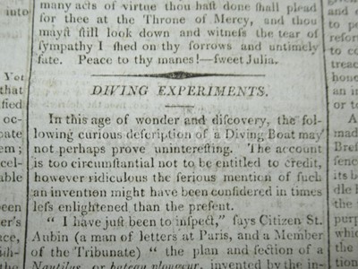 Lot 91 - HISTORICAL DIVING: THE LONDON GAZETTE, 1687 AND LLOYDS EVENING POST & BRITISH CHRONICLE, 1802