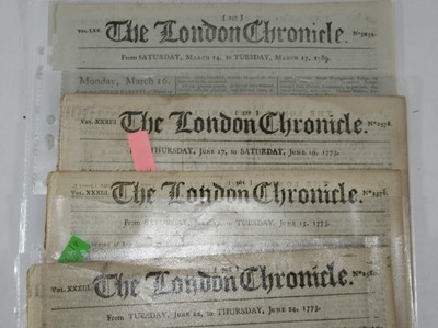 Lot 132 - THE LONDON CHRONICLE: CAPTAIN COOK AND ENDEAVOUR