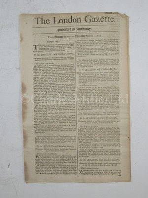 Lot 168 - THE LONDON GAZETTE: THE ACTION OF 2ND MAY 1707