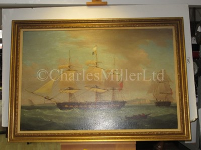 Lot 184 - THOMAS WHITCOMBE (BRITISH, 1763-1824) - A 44-gun frigate of the Royal Navy in the Downs off Dover