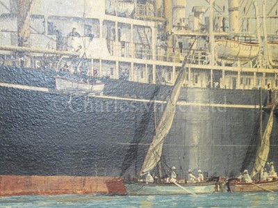 Lot 151 - ROBERT G. LLOYD (BRITISH, B. 1969) - The British India S.N. Co. cargo ship ‘Chindwara’ laying off Port Said