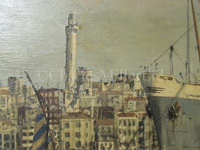 Lot 151 - ROBERT G. LLOYD (BRITISH, B. 1969) - The British India S.N. Co. cargo ship ‘Chindwara’ laying off Port Said