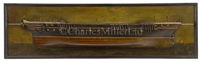 Lot 18 - AN ATTRACTIVELY PRESENTED FOLK ART HALF-BLOCK MODEL FOR THE CLIPPER SHIP SPINNING JENNY, CIRCA 1852