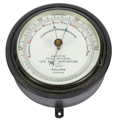 Lot 142 - AN R.N.L.I. FISHERMAN'S ANEROID BAROMETER BY DOLLOND, LONDON, CIRCA 1900