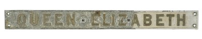 Lot 126 - A LIFEBOAT NAME PLAQUE FROM R.M.S. QUEEN ELIZABETH CIRCA 1938