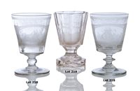 Lot 219 - A DUTCH ETCHED GLASS SOUVENIR GOBLET, CIRCA...