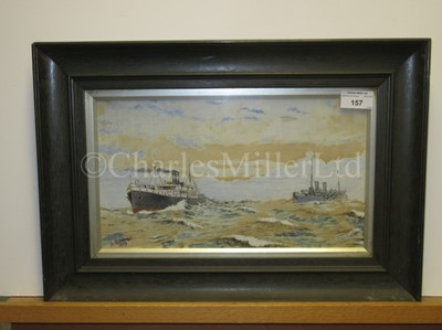Lot 157 - PELHAM JONES (BRITISH, 1890-1950) - The cargo ship ‘Bactria’ and two others