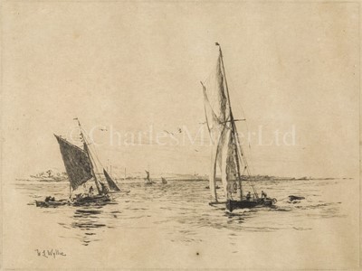 Lot 2 - WILLIAM LIONEL WYLLIE (BRITISH, 1851-1931) - Fishing boats on the Medway