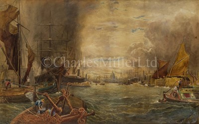 Lot 158 - CIRCLE OF HENRY DAWSON (BRITISH, 1811-1888) - Pool of London with views of the Tower and St Pauls