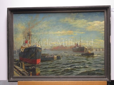 Lot 23 - HENRY EDWARD SPERNON TOZER (BRITISH, 1864–1955) - A Rye huffler coming up channel past Owers lightship