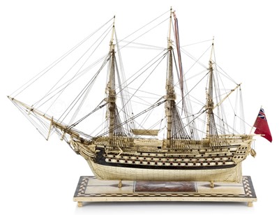 Lot 206 - A FINE FRENCH PRISONER  OF WAR-STYLE BONE MODEL FOR A FIRST-RATE SHIP OF THE LINE 'ROYAL SOVEREIGN'