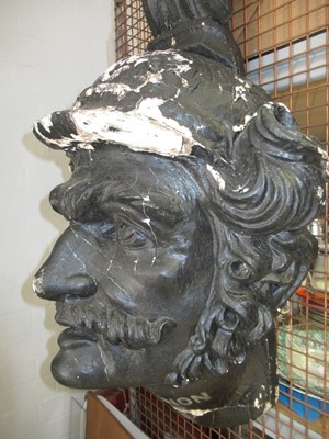 Lot 64 - THE HEAD OF H.M.S. AGAMEMNON'S FIGUREHEAD, HELLYER WORKSHOPS, CIRCA 1852