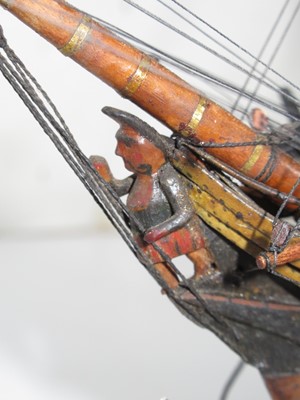 Lot 164 - A WELL RESTORED EARLY 19TH-CENTURY FRENCH NAPOLEONIC PRISONER-OF-WAR WOOD MODEL FOR A 74-GUN SHIP