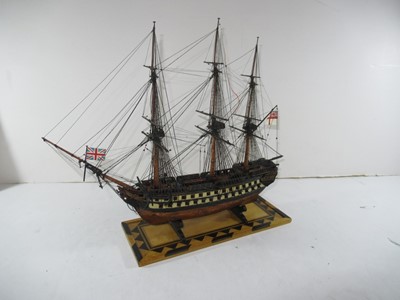Lot 164 - A WELL RESTORED EARLY 19TH-CENTURY FRENCH NAPOLEONIC PRISONER-OF-WAR WOOD MODEL FOR A 74-GUN SHIP