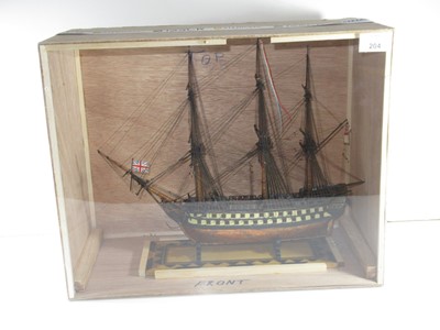 Lot 164 - A WELL RESTORED EARLY 19TH-CENTURY FRENCH NAPOLEONIC PRISONER-OF-WAR WOOD MODEL FOR A 74-GUN SHIP