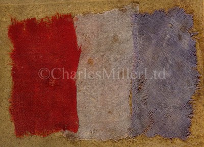 Lot 143 - A TRAFALGAR FLAG FRAGMENT FROM LORD NELSON'S FUNERAL, 1805/6
