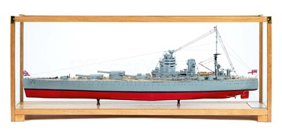 Lot 287 - A 1:96 SCALE BUILT MODEL OF H.M.S. RODNEY, 1925