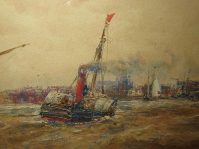 Lot 3 - THOMAS BUSH HARDY (BRITISH, 1842-1897) - TOWING IN A DERELICT