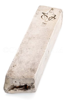 Lot 25 - A DUTCH EAST INDIA COMPANY (V.O.C.) SILVER INGOT SALVAGED FROM THE ROOSWIJK CARGO, CIRCA 1739