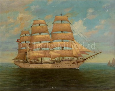 Lot 9 - ELLING TRONNES (AMERICAN, 1870-1965) - THE NORWEGIAN TRAINING SAIL SHIP 'SØRLANDET'