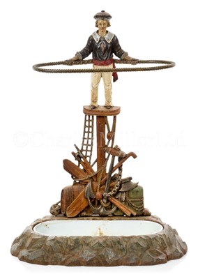 Lot 200 - A NOVELTY MARINE THEMED CAST IRON STICK STAND, PROBABLY FRENCH, CIRCA 1890