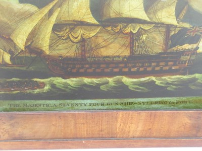 Lot 201 - REVERSE GLASS PRINT OF HMS 'MAJESTIC', CIRCA 1800