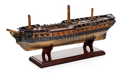 Lot 153 - A STATIC DISPLAY MODEL FOR A  LARGE FRENCH FRIGATE OF 48-GUNS, CIRCA 1800, POSSIBLY BY A DOCKYARD APPRENTICE