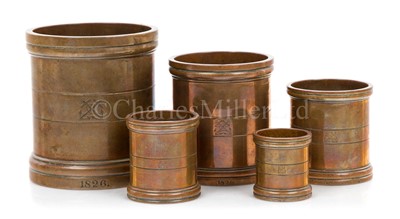 Lot 178 - A RARE SET OF GEORGE IV NAVAL WHITTLING YARD BRONZE MEASURES