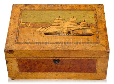Lot 68 - A TRINITY HOUSE BOX DEPICTING BRUNEL'S S.S. GREAT BRITAIN, CIRCA 1860