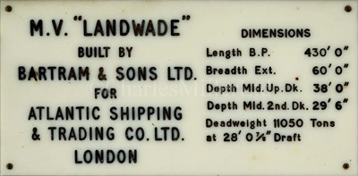 Lot 93 - A 1:48 SCALE WATERLINE BOARDROOM MODEL OF THE M.V. LANDWADE BUILT BY BARTRAM & SONS LTD FOR ATLANTIC SHIPPING AND TRADING CO., 1960