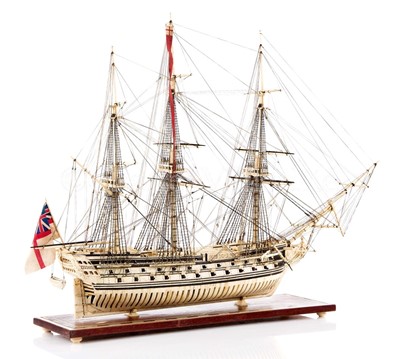 Lot 154 - A LARGE AND FINE NAPOLEONIC FRENCH PRISONER-OF-WAR-STYLE MODEL OF THE 50-GUN SHIP PRESTON
