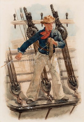 Lot 189 - WILLIAM CHRISTIAN SYMONS (BRITISH, 1845-1911) - ADMIRAL (18TH CENTURY); POST CAPTAIN (18TH CENTURY); HEAVING THE LEAD (18TH CENTURY)