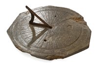 Lot 253 - A LARGE SLATE SUNDIAL, PROBABLY IRISH, CIRCA...