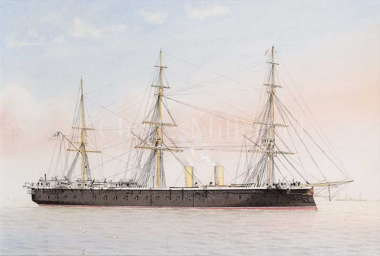 Lot 212 - ATTRIBUTED TO WILLIAM FREDERICK MITCHELL (BRITISH, 1845-1914) - THE IRONCLAD H.M.S. ‘WARRIOR’ UNDERWAY