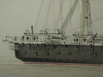 Lot 212 - ATTRIBUTED TO WILLIAM FREDERICK MITCHELL (BRITISH, 1845-1914) - THE IRONCLAD H.M.S. ‘WARRIOR’ UNDERWAY