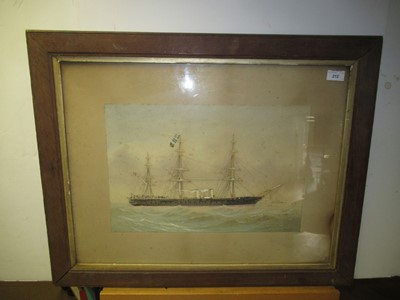 Lot 212 - ATTRIBUTED TO WILLIAM FREDERICK MITCHELL (BRITISH, 1845-1914) - THE IRONCLAD H.M.S. ‘WARRIOR’ UNDERWAY