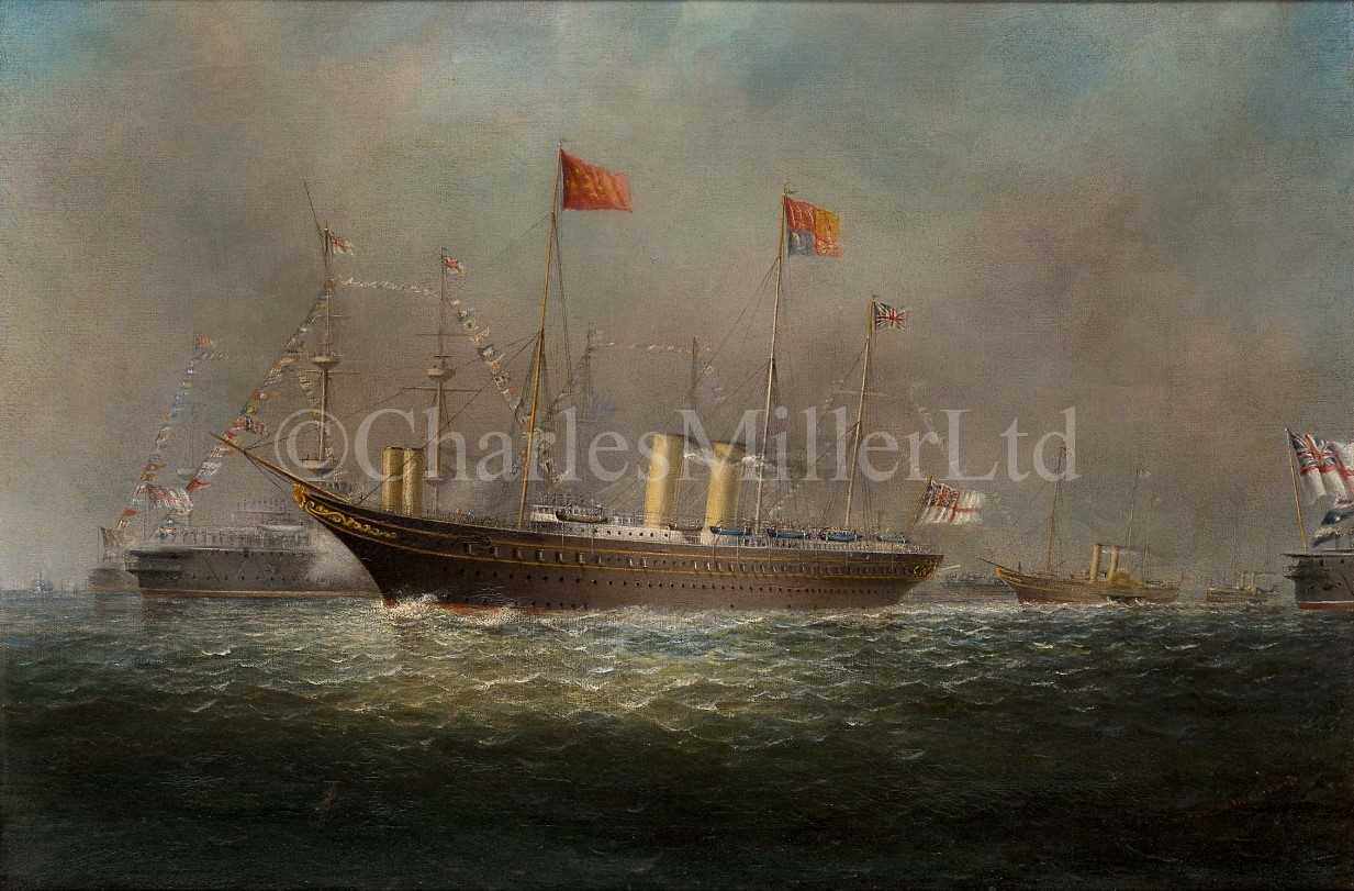 Lot 227 - W. W. CHAMP (BRITISH, 19TH-20TH CENTURY) - ROYAL YACHT ‘VICTORIA & ALBERT III’ ATTENDING THE SPITHEAD CORONATION REVIEW OF 1902