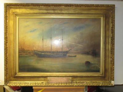 Lot 199 - ALGERNON YOCKNEY (BRITISH, 19TH-20TH CENTURY) - THE OLD ‘ROYAL GEORGE,’ PORTSMOUTH HARBOUR 1879