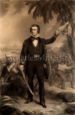 Lot 205 - AFTER JOHN LUCAS (BRITISH, 1807-1874) - CAPTAIN SIR WILLIAM PEEL R.N. LEADING THE NAVAL BRIGADE INTO ACTION, INDIA