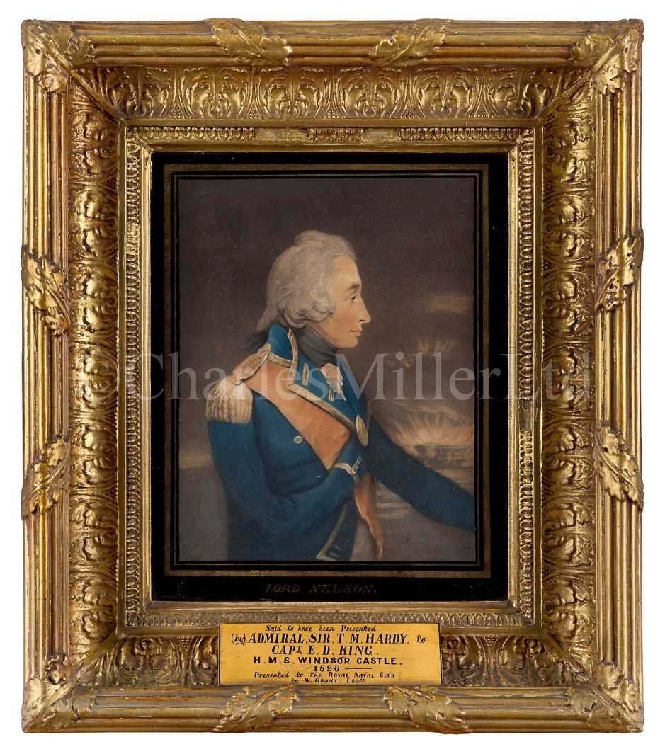 Lot 137 - A HAND-COLOURED MEZZOTINT OF LORD NELSON UNDERSTOOD TO HAVE BEEN PRESENTED BY ADMIRAL SIR T.M. HARDY TO E.D. KING, CIRCA 1826 