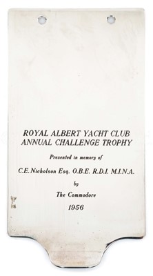 Lot 51 - THE ROYAL NAVAL CLUB & ROYAL ALBERT YACHT CLUB WESTMACOTT TROPHY, LATE ROYAL ALBERT YACHT CLUB ANNUAL CHALLENGE TROPHY CIRCA 1956