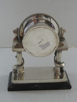 Lot 236 - A DECORATIVE SILVER MANTLE CLOCK PRESENTED TO THE OFFICERS' WARDROOM OF THE R.Y. OSBORNE, CIRCA 1892