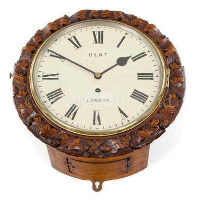 Lot 219 - AN 8-DAY FUSÉE WALL CLOCK BY DENT, LONDON, CIRCA 1890