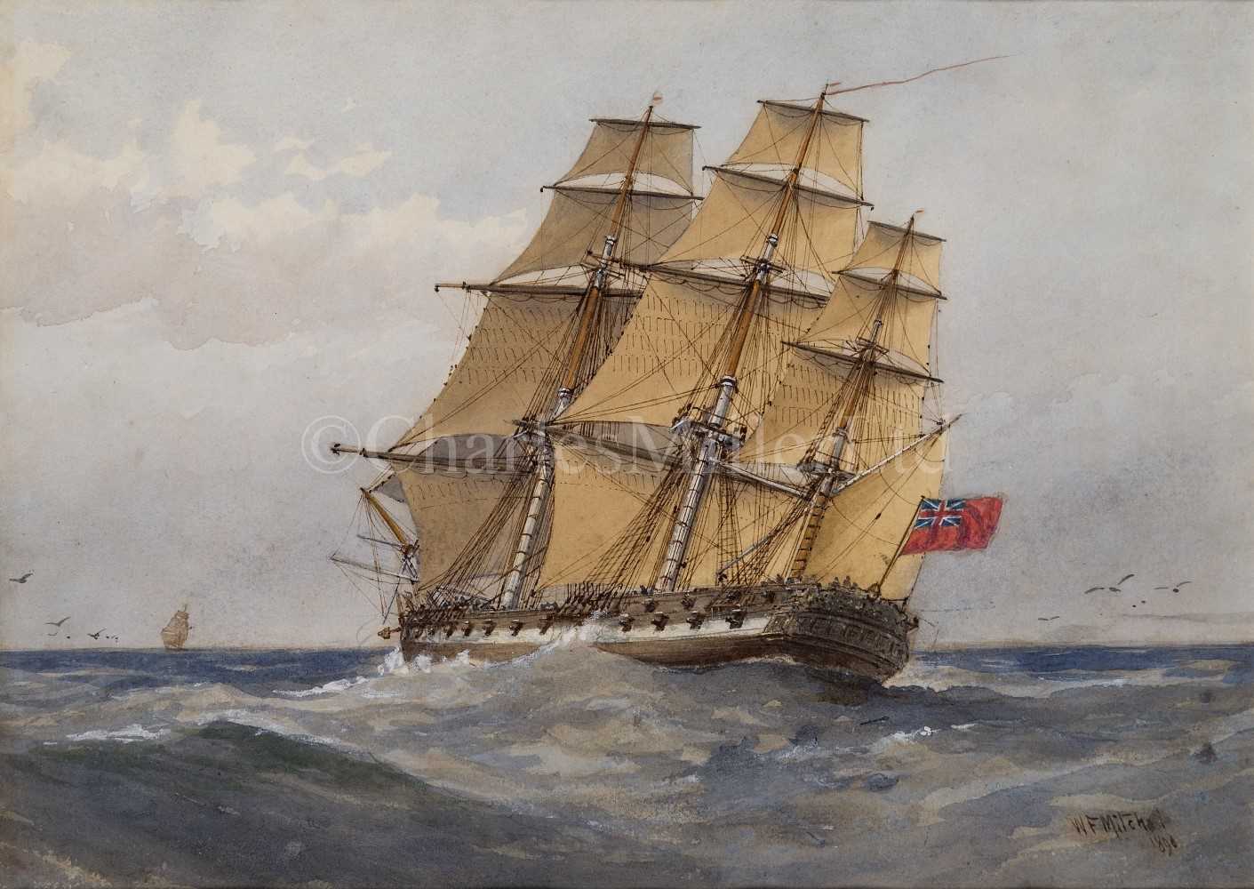 Lot 140 - WILLIAM FREDERICK MITCHELL (BRITISH, 1845-1914) - A 42-GUN FRIGATE; A 38-GUN FRIGATE