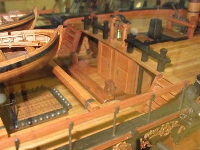 Lot 118 - A FINELY CARVED AND PRESENTED 1:48 SCALE MODEL OF H.M.S. WAGER [1734]