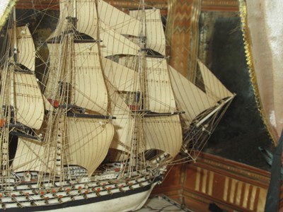 Lot 136 - A FINE AND HIGHLY ORIGINAL FULLY RIGGED FRENCH NAPOLEONIC PRISONER OF WAR MINIATURE SHIP MODEL FOR A FIRST-RATE SHIP OF THE LINE