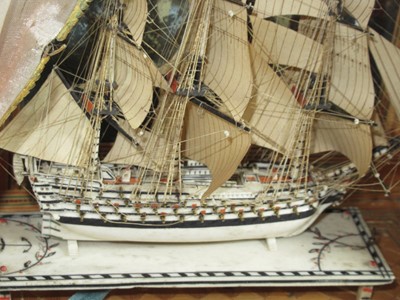 Lot 166 - A FINE AND HIGHLY ORIGINAL FULLY RIGGED FRENCH NAPOLEONIC PRISONER OF WAR MINIATURE SHIP MODEL